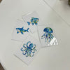 Assorted 5x7 Original Art Print Greeting Cards- Mosaic Sea Animals