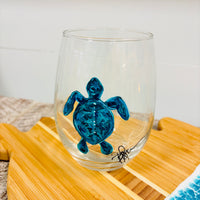 Assorted Ocean Inspired Hand Painted Stemless Wine Glasses