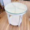 Shadow Box Side Table w/ 3D icons and Glass Top