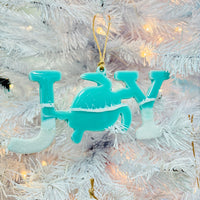 Assorted Sea Turtle "JOY" Resin Christmas Ornaments