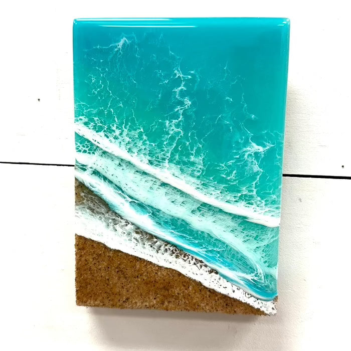 Beach Inspired Resin Art Sunshine & Sweet Peas Coastal Decor