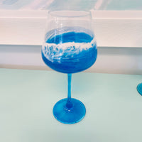 Beach Inspired Resin Stemmed Wine Glass- Wide Cup