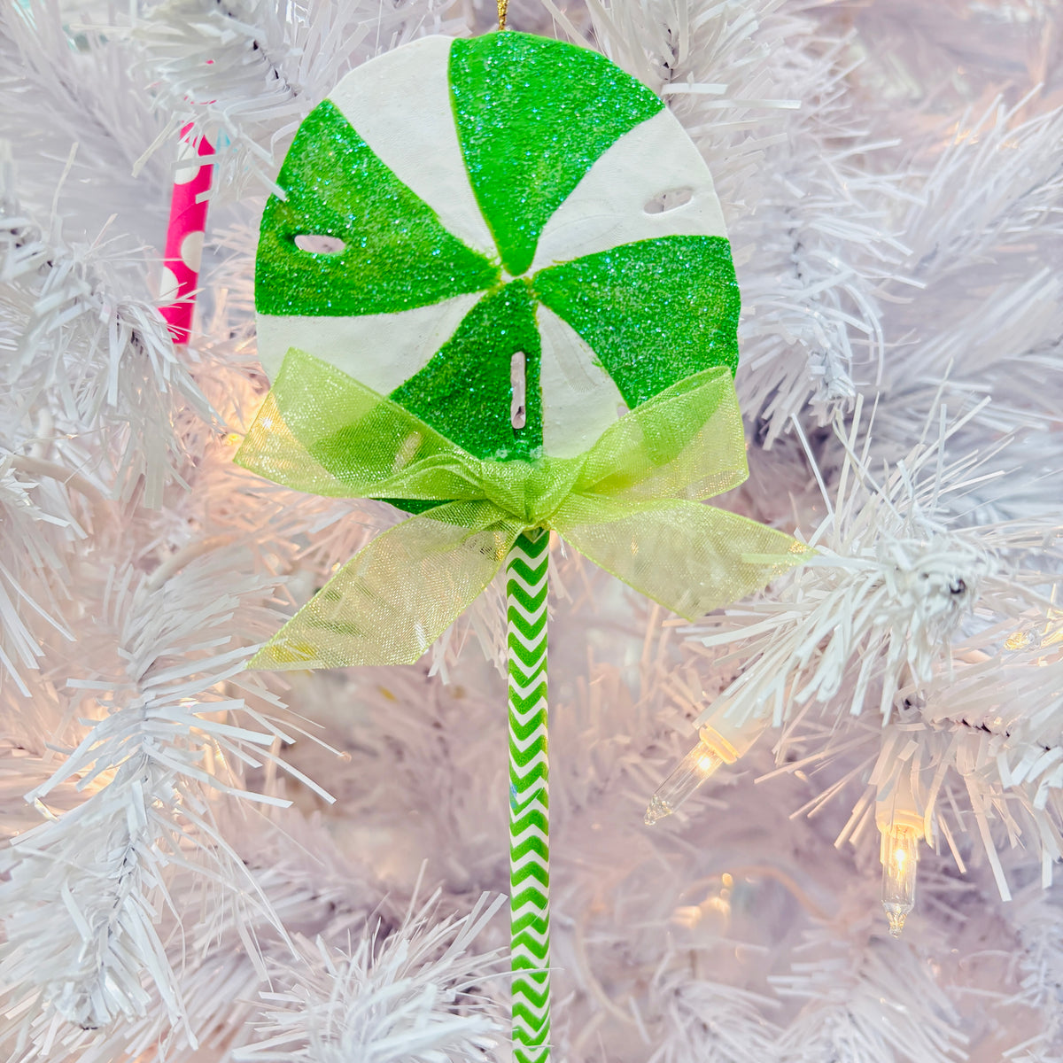 Hand Painted Sand Dollar Lollipop Christmas Ornaments