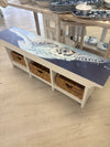 Long Bench w/ 3 Removable Baskets w/ Anastasia Musick Artwork