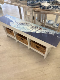 Long Bench w/ 3 Removable Baskets w/ Anastasia Musick Artwork