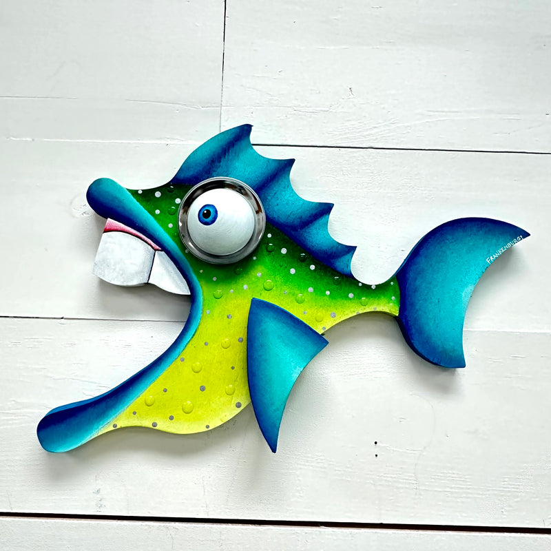 "Greenypants" Wooden Funky Fish