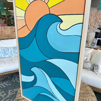 26"x 50" Framed Original Sun and Waves