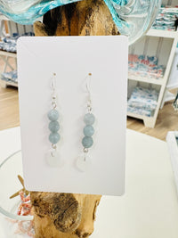 Wire Wrapped Sea Glass Dangle Earrings