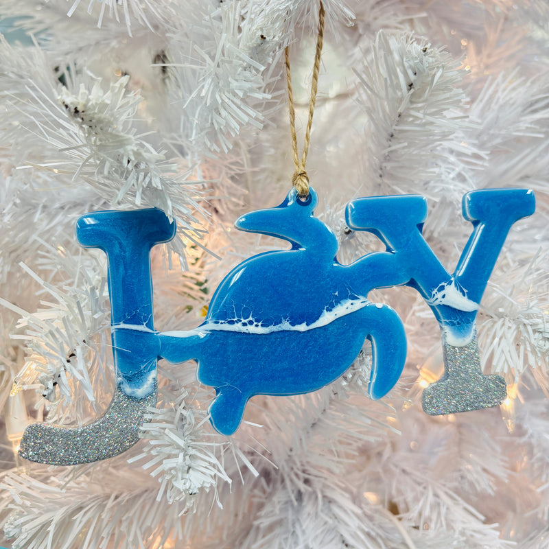 Assorted Sea Turtle "JOY" Resin Christmas Ornaments