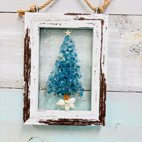 Assorted Holiday Coastal Glass Art w/ Shells, Glass, Resin, Sand- 4"x 6"