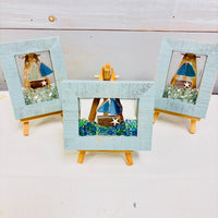 Assorted Mini Framed Resin Art w/ Wooden Easel