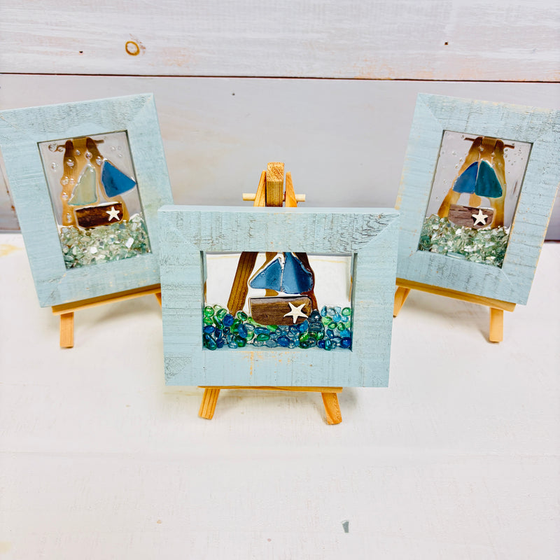 Assorted Mini Framed Resin Art w/ Wooden Easel