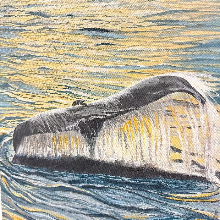 Whale Tail at sunset Painting Sunshine & Sweet peas coasal decor