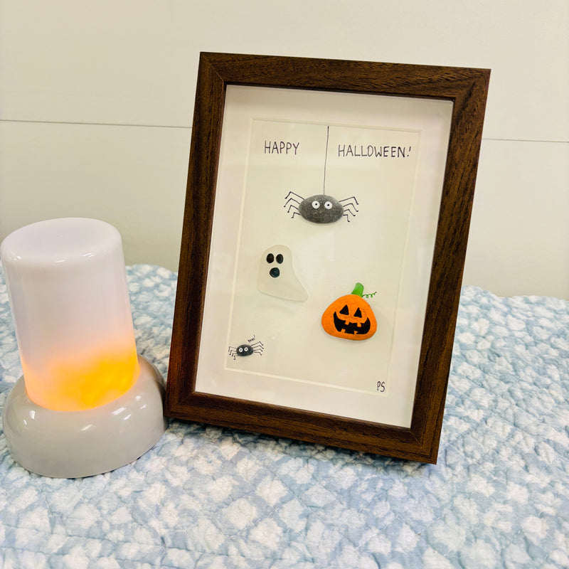 Assorted Halloween Sea Glass, & Pebble Art