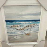 Sandpipers on Shore w/Sand Dollar Framed Print