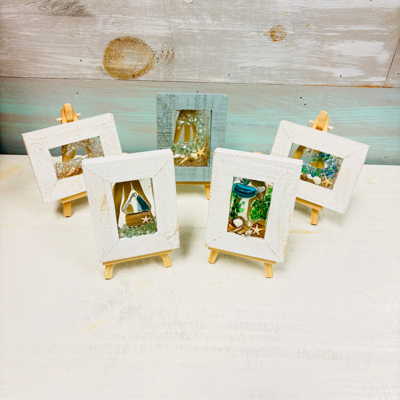 Assorted Mini Framed Resin Art w/ Wooden Easel