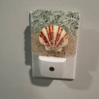 Acrylic Night Lights w/ Coastal Designs in Glass, Sand, Shells Resin