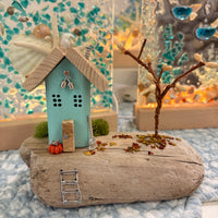 One House Scene on Driftwood - Autumn
