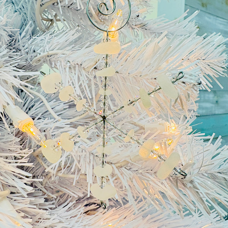 Assorted Sea Glass and Beaded Snowflake Ornaments