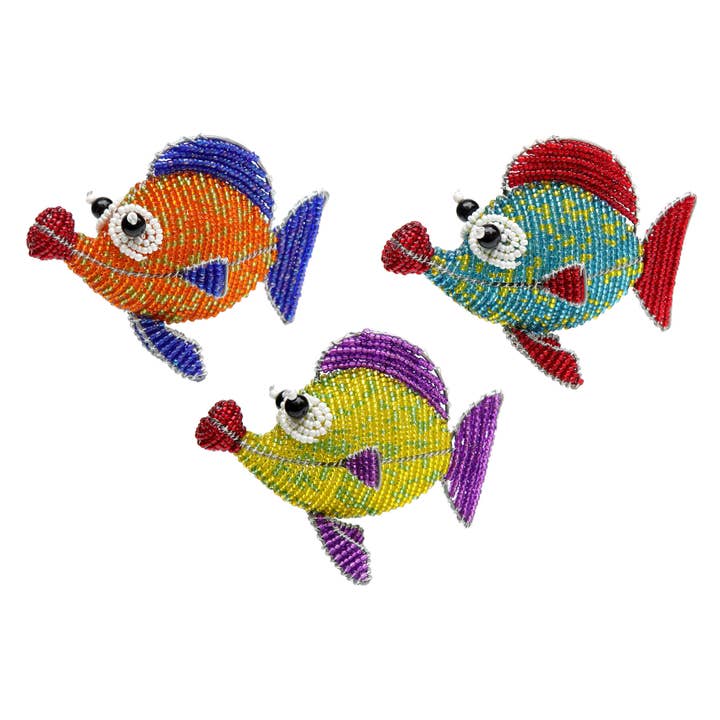 Small Beaded Fish Christmas Ornament (Assorted) Sunshine & Sweet Peas Coastal Decor