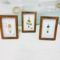 Assorted Christmas Trees Framed Seashell & Driftwood Art