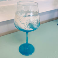 Beach Inspired Resin Stemmed Wine Glass- Wide Cup