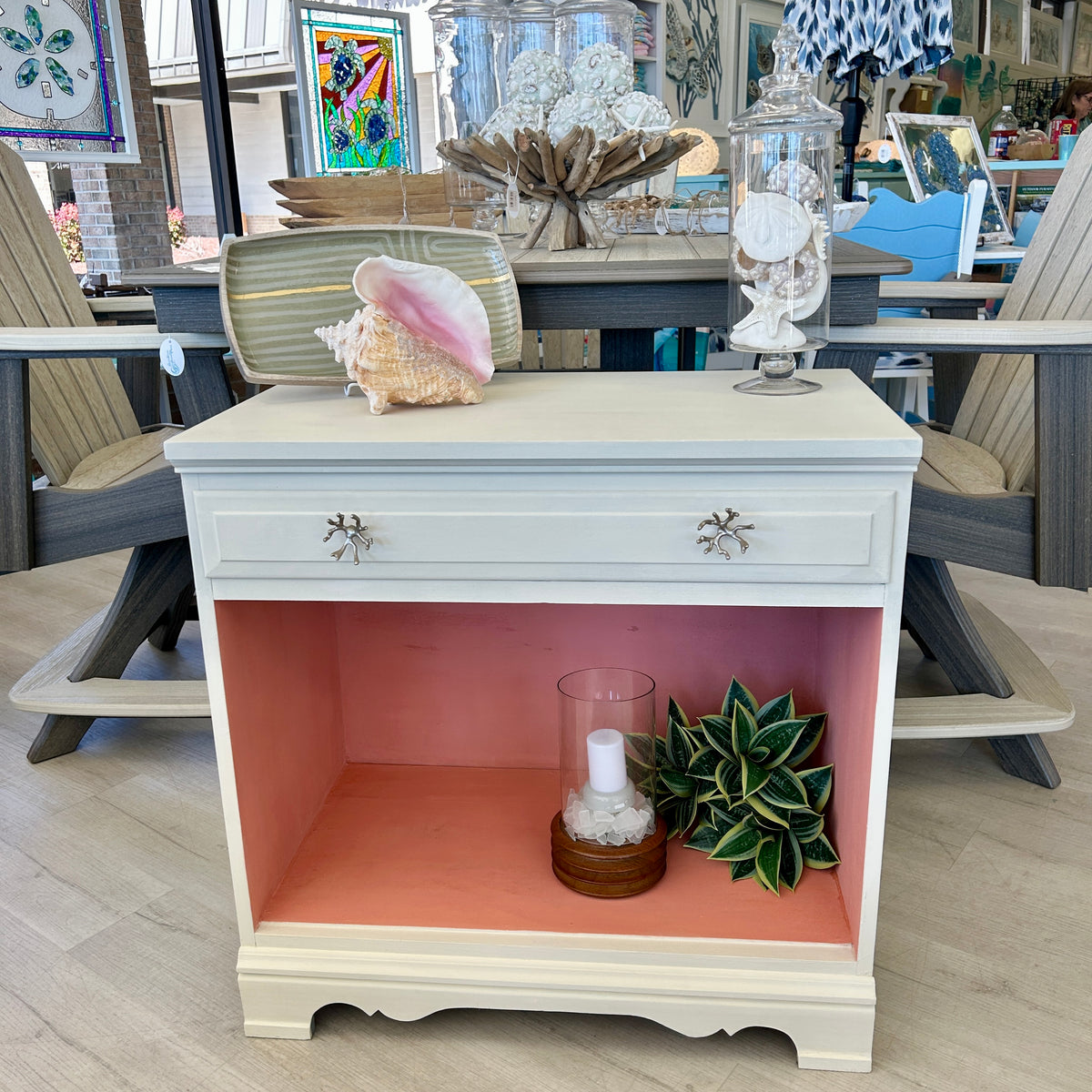 Repurposed/Refinished Cabinet in Fusion Milk Paint w/ Coral Drawer Pulls