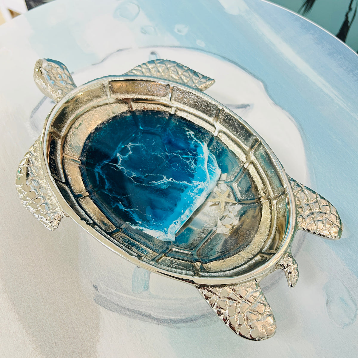Assorted Metal Resin Poured Turtle Bowls