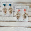 Gold Coral w/ Polymer Clay Bail Earrings