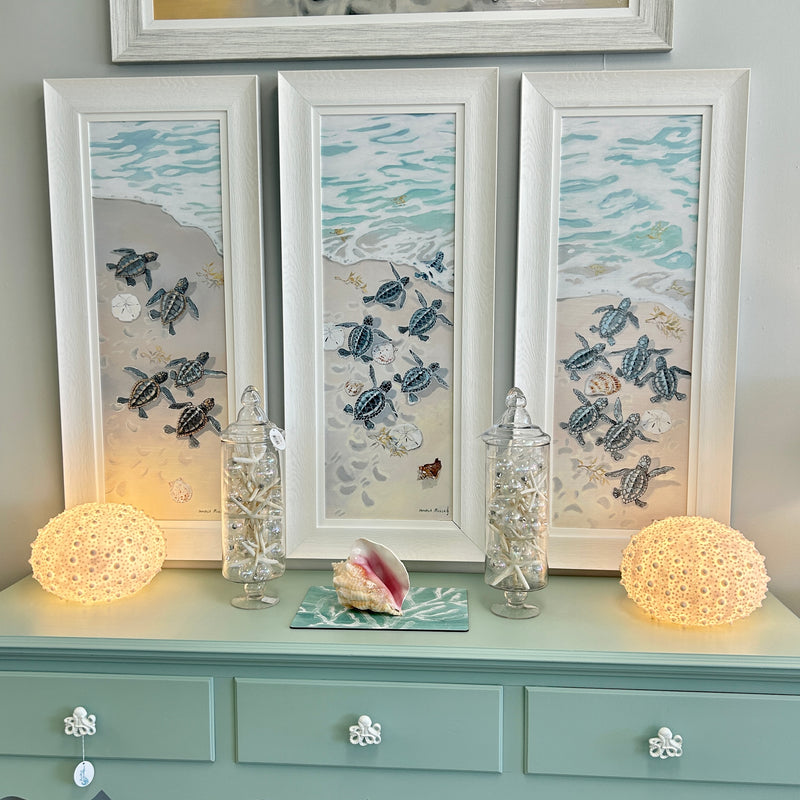 3 Panel Turtles on Shore Framed Print