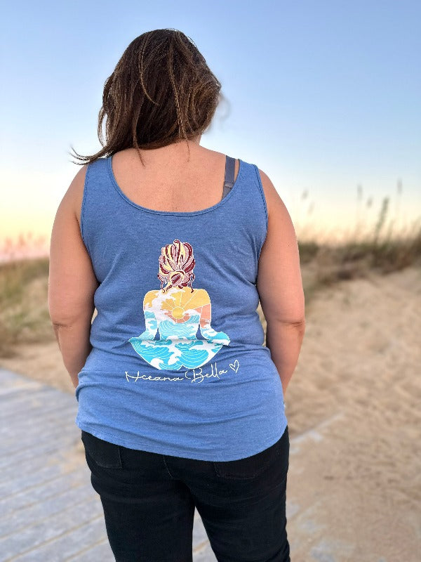 Oceana Bella Women's Tri-Relaxed Fit Tank Top - Sunshine & Sweet Pea's Coastal Decor