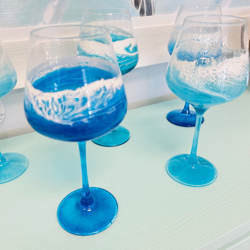 Beach Inspired Resin Stemmed Wine Glass- Wide Cup