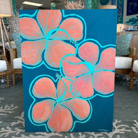 30"x 40" Original Hibiscus Painting Sunshine & Sweet Peas Coastal Decor