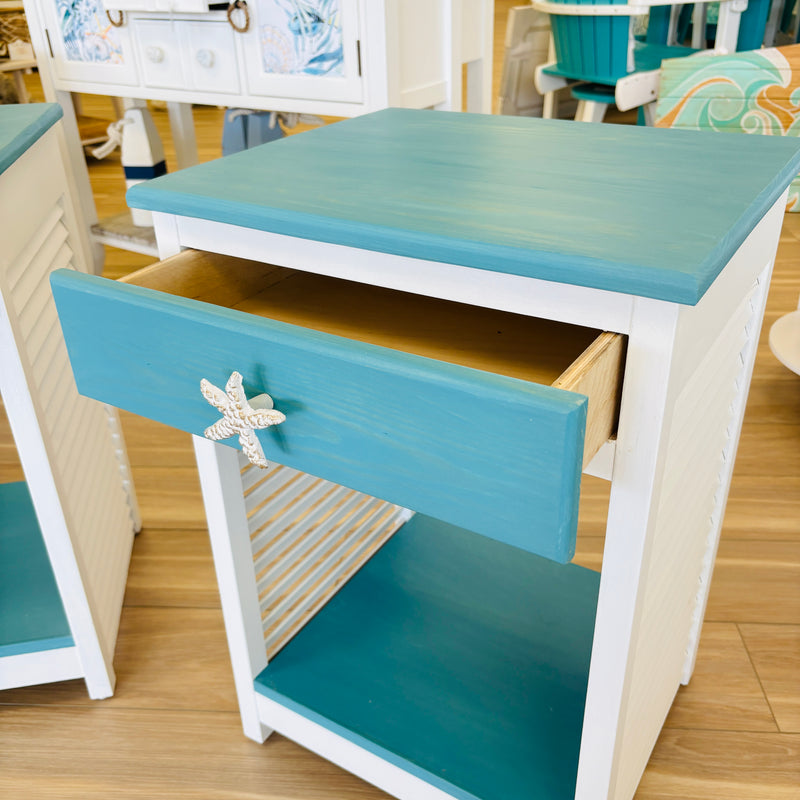 Hand Painted Pair of Nightstands/Side Tables w/ 1 Drawer and Shelf