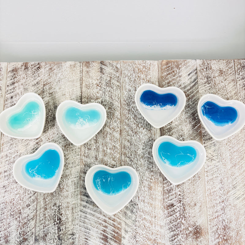 Assorted Resin Poured Heart Ring Dishes