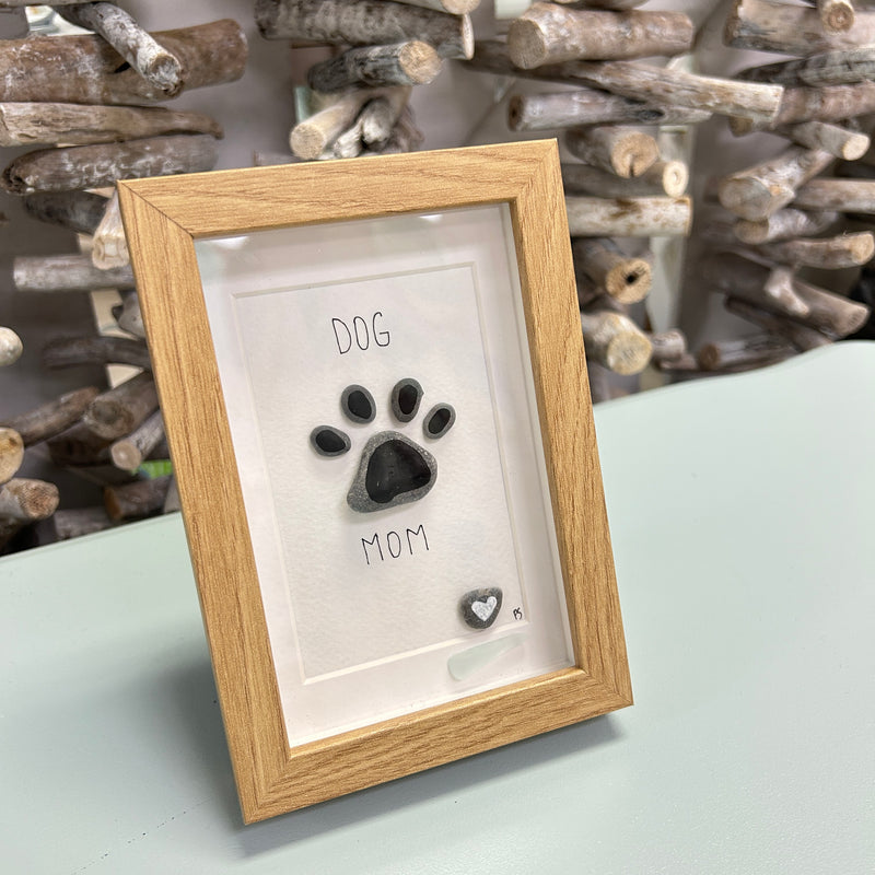 Dog Seashell, Sea Glass, & Pebble Art