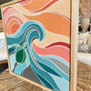Framed 26"x26"Retro Sun & Wave Series Sunshine & Sweet Peas Coastal Decor