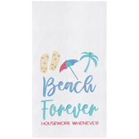 Beach Flour Sack Embroidered Kitchen Towels Sunshine & Sweet Peas Coastal Decor