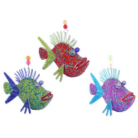 Assorted Beaded Spunkle Fish Ornaments Sunshine Sweet Peas Coastal Decor
