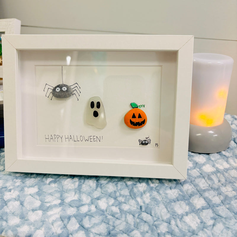 Assorted Halloween Sea Glass, & Pebble Art