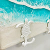 Coastal Teal Green Resin Wall Coat/Towel Hanger with Metal Turtle Hooks