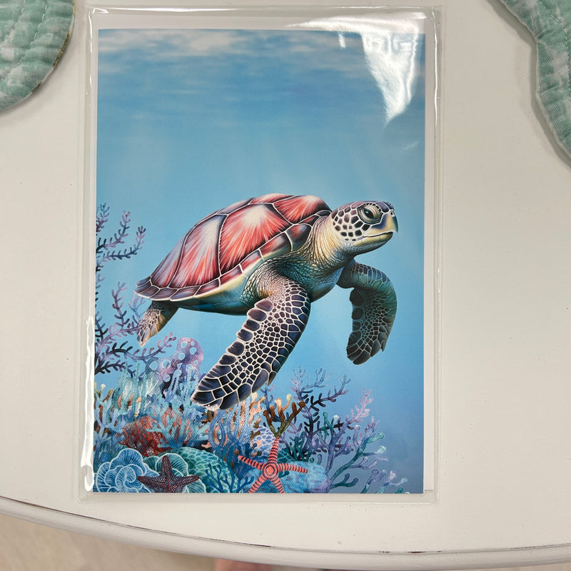 Assorted 5x7 Original Art Print Greeting Cards- Sea Turtles