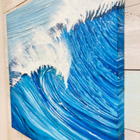 Crashing Wave at Sea in Deep Blues Original Artist Painting