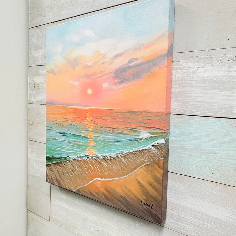 Sunrise/Sunset Coral Sky Seascape Original Painting