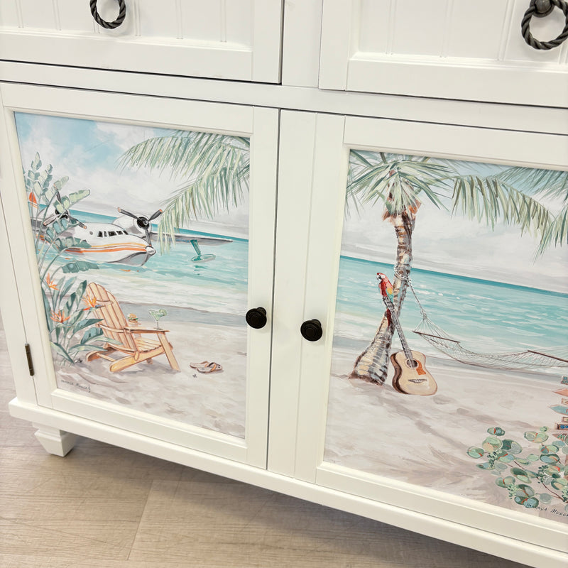 Coastal Cabinet 2 Doors and Drawers w/ Anastasia Musick Artwork