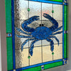 Crab Painted Window w/Sea Glass Sunshine & Sweet Peas Coastal Decor