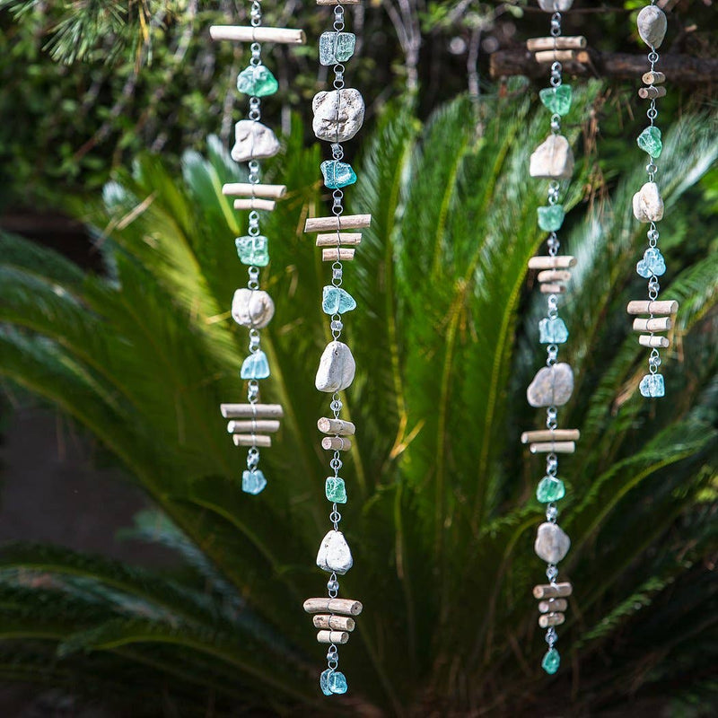 Rocky Stone and Glass Garland w/ Driftwood- Assorted Lengths