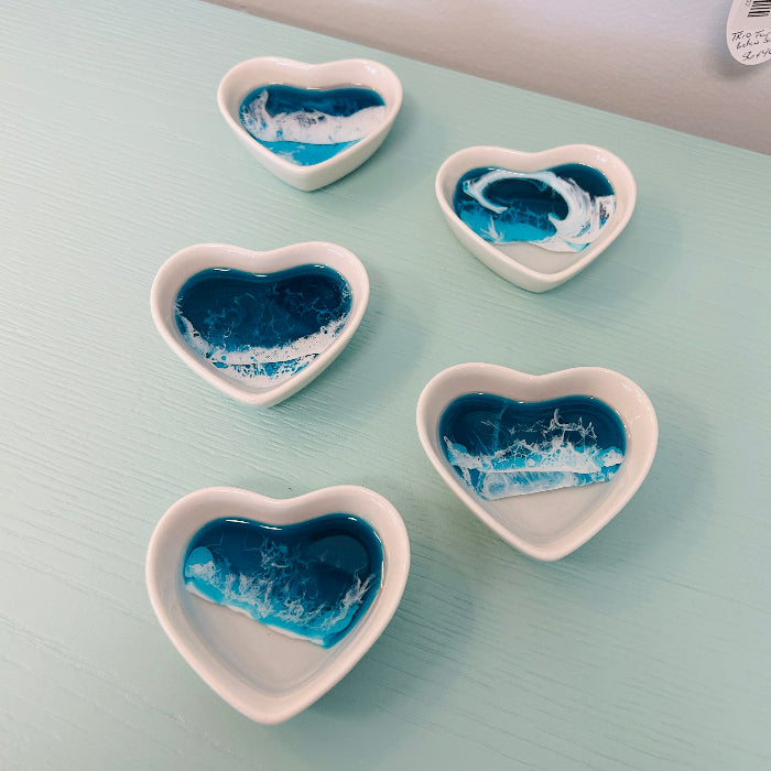Assorted Resin Poured Heart Ring Dishes