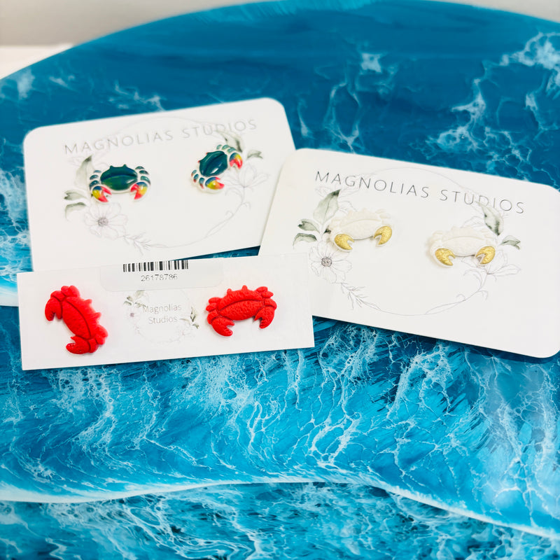 Assorted Crab Stud Polymer Clay Earrings