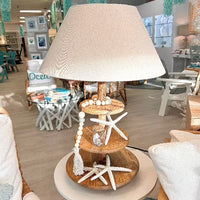 Tiered Mango Wood Table Lamp Sunshine & Sweet peas coastal Decor